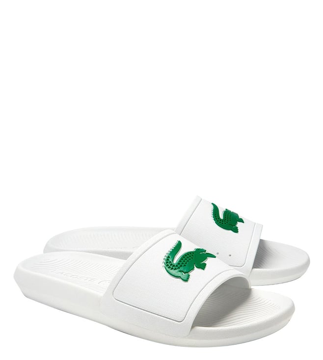 Buy Lacoste Croco White Synthetic Logo Slides for Men Online