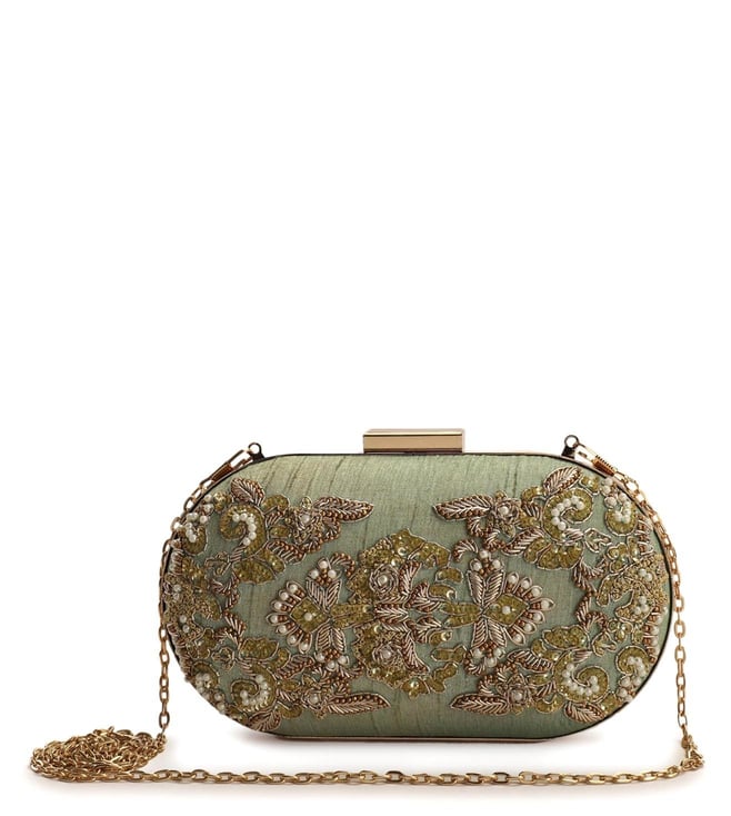 Buy House of Vian Golden Embellished Bahaar Clutch Online @ Tata CLiQ Luxury