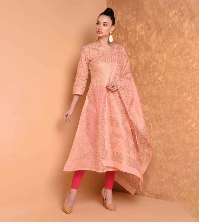 Absolute Peach Anarkali with Leggings | Dress patterns, Kurta designs,  Floral leggings