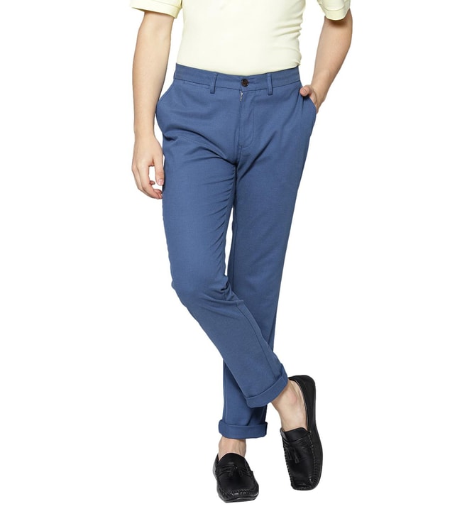 Buy Ben Sherman Dark Blue Tapered Fit Pleated Trousers for Men Online   Tata CLiQ Luxury