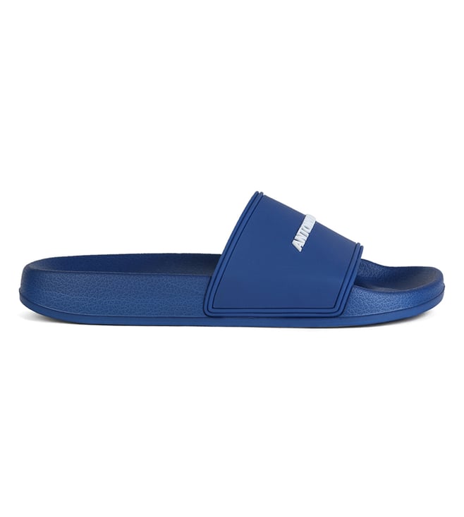 Buy Antony Morato Blue 3D Logo Slide Sandals for Men Online @ Tata CLiQ ...