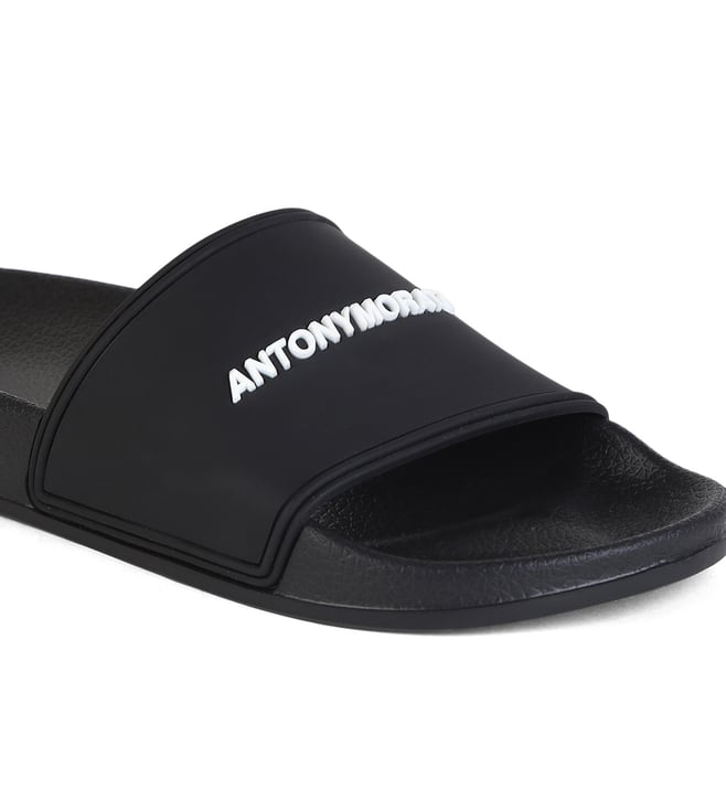 Buy Antony Morato Black 3D Logo Slide Sandals for Men Online @ Tata ...