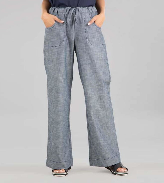 Buy Polo Ralph Lauren Women Blue Chambray Belted WideLeg Pant Online   752088  The Collective