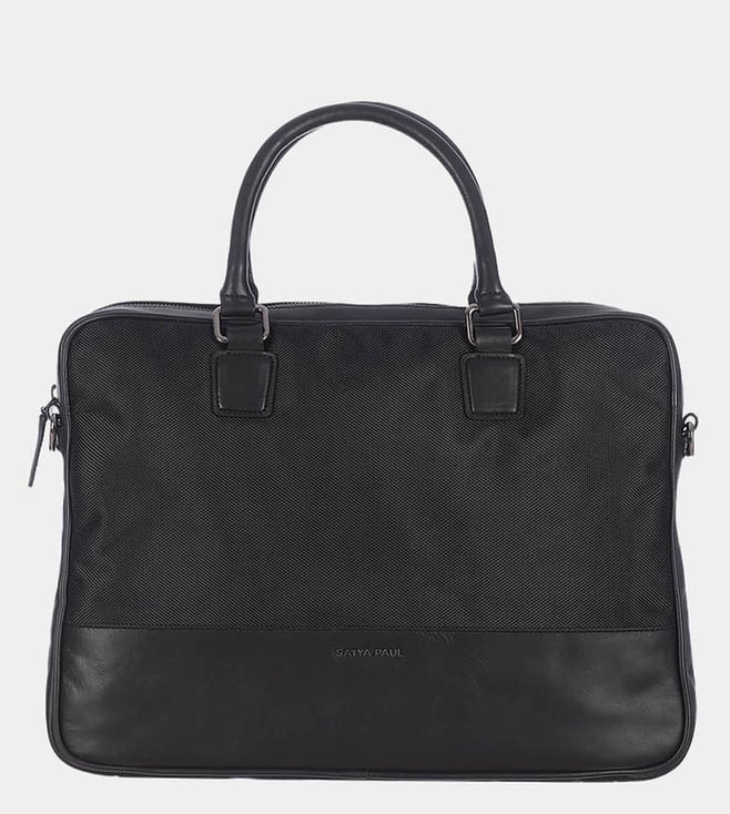 Buy Satya Paul Black Leather Laptop Bag for Men Online Tata CLiQ