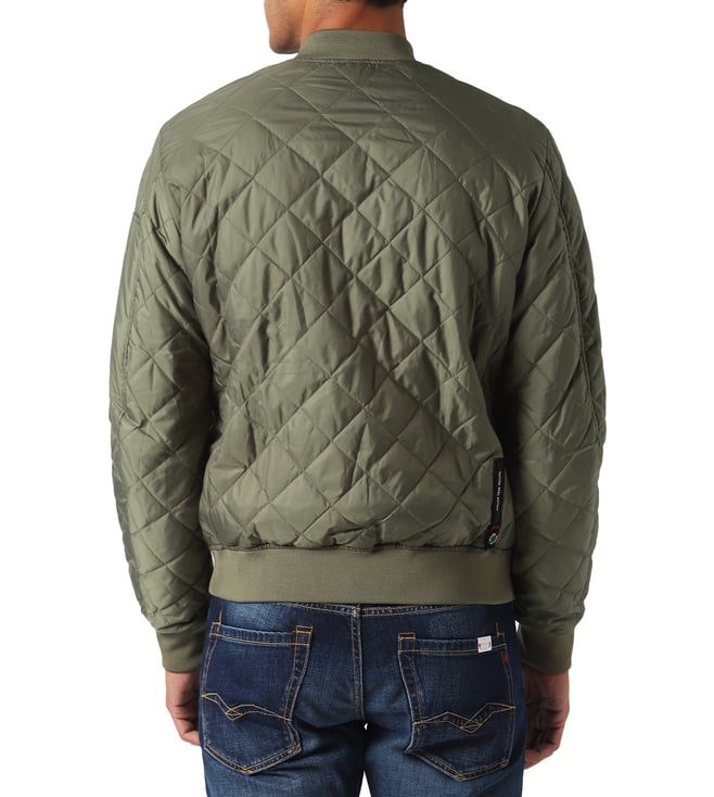 Buy Replay Sage Green Regular Fit Bomber Jacket for Men Online @ Tata ...