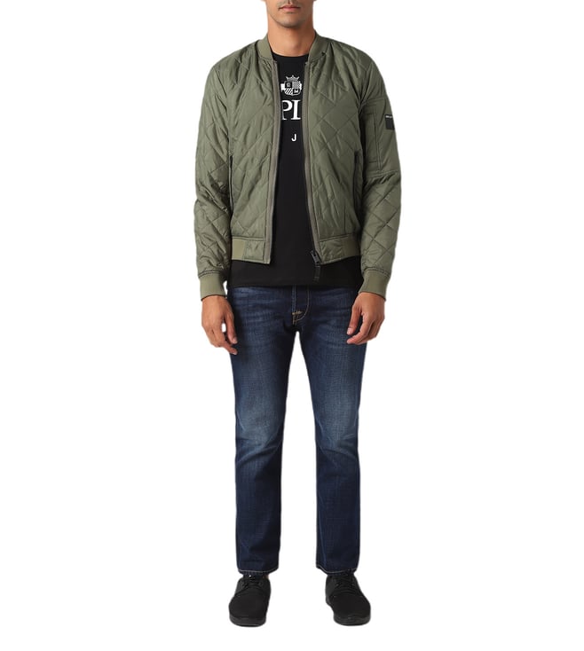 Buy Replay Sage Green Regular Fit Bomber Jacket for Men Online @ Tata ...