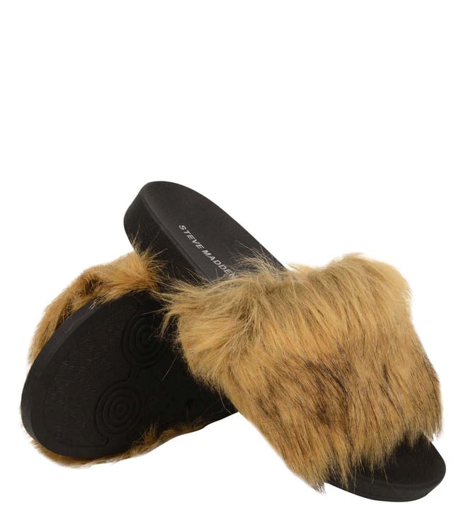 steve madden fur slide sandals