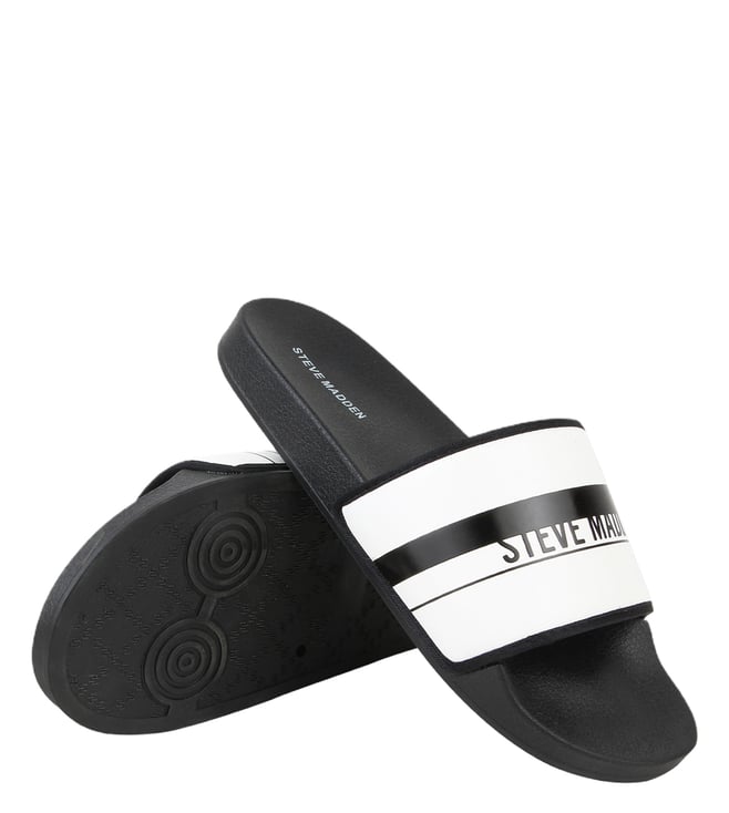Buy Steve Madden White u0026 Black TOYER-148 Slide Flip Flops for Men Online @  Tata CLiQ Luxury