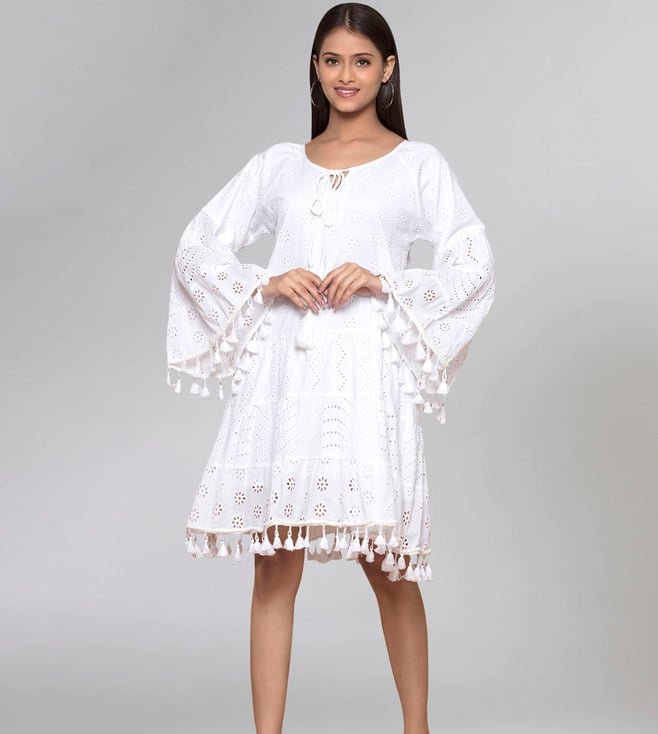 Buy First Resort By Ramola Bachchan White Cotton Eyelet Dress Online @ Tata  CLiQ Luxury