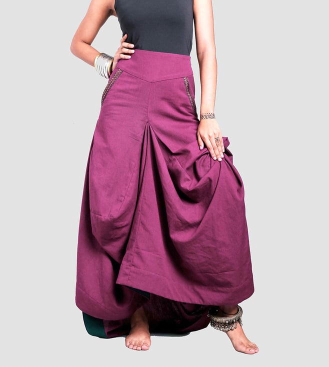 magenta colour skirt