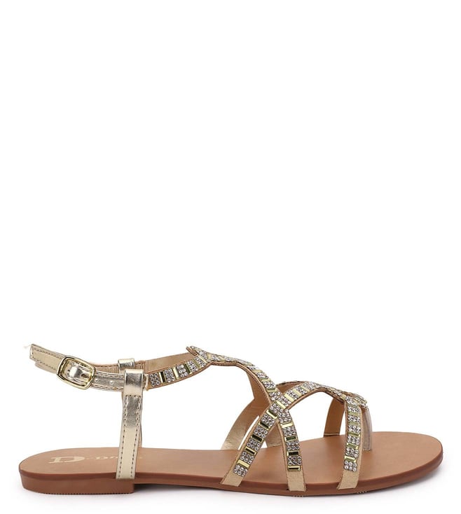 Buy Dune London NADIAS Gold Ankle Strap Sandals for Women Online @ Tata ...