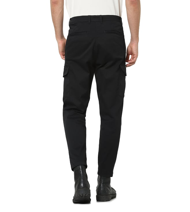 Buy Selected Homme Black Tapered Fit Cargo Pants for Men Online @ Tata ...