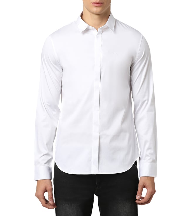 Buy Armani Exchange White Slim Fit Shirt for Men Online @ Tata CLiQ Luxury