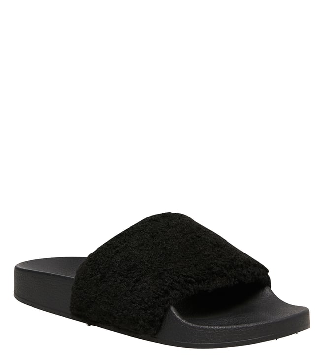 steve madden fur slide sandals