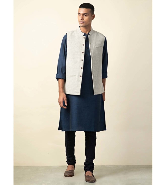 Buy Fabindia Purple Cotton Printed Slim Fit Nehru Jacket online