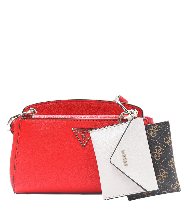 Guess Handbag Red Satchel Shoulder Bag Purse Monogram Small G Logo Satchel  | eBay