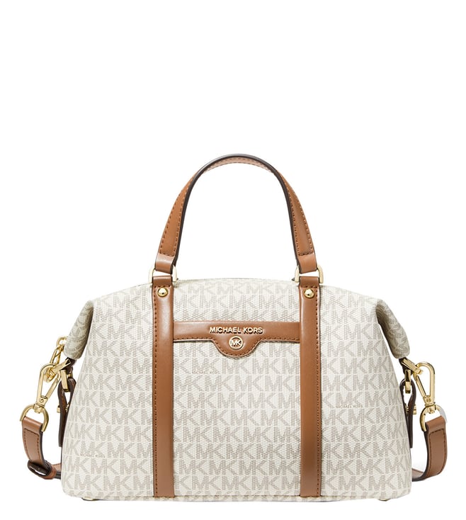 Buy MICHAEL Michael Kors Vanilla & Acorn Beck Medium Satchel for Women  Online @ Tata CLiQ Luxury