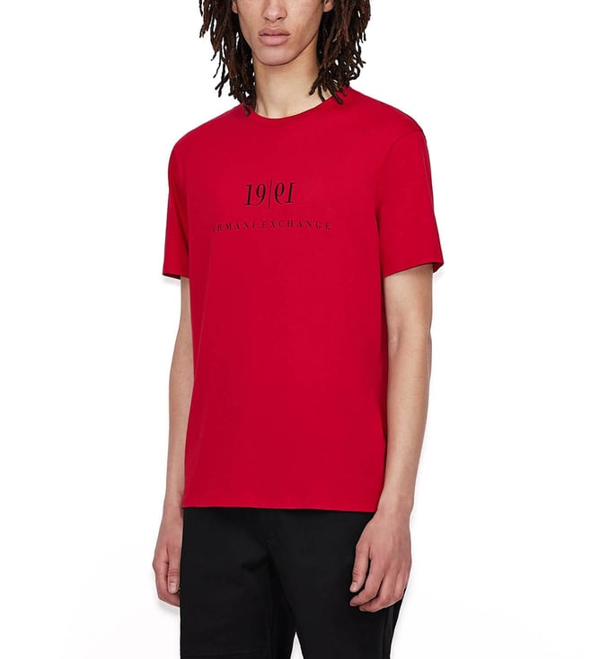 Buy Armani Exchange Red Logo Slim Fit T-Shirt Online @ Tata CLiQ Luxury