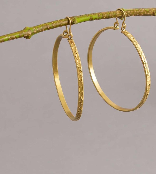 Wide Hammered Hoop Earrings in Gold  Jewellery  Lisa Angel