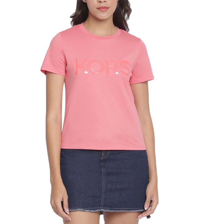 Buy MICHAEL Michael Kors Tea Rose Tonal Kors Embossed T-Shirt for Women  Online @ Tata CLiQ Luxury