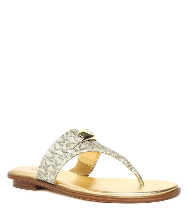 Buy MICHAEL Michael Kors Pale Gold Tilly T-Strap Sandals for Women Online @  Tata CLiQ Luxury