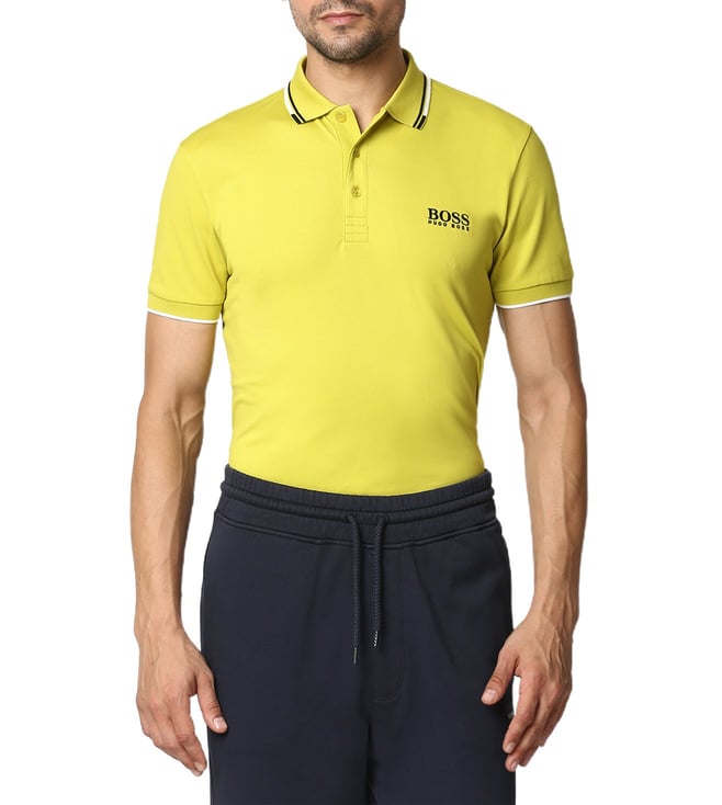 utilstrækkelig Han Pigment Buy Boss Yellow Regular Fit Active Stretch Golf Polo T-Shirt Original Men  Men Clothes only at Tata CLiQ Luxury