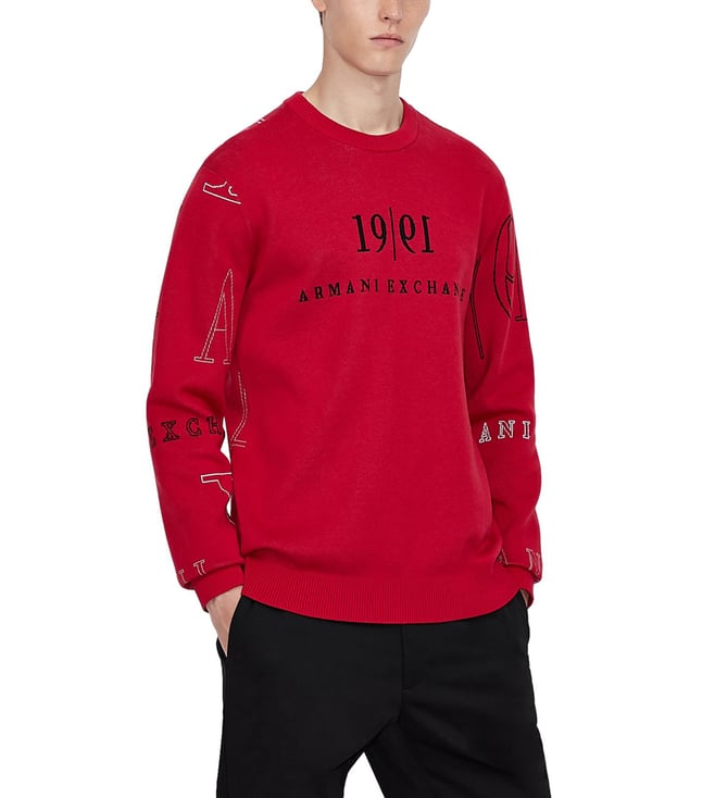 Buy Armani Exchange Red Printed Regular Fit Pullover for Men Online @ Tata  CLiQ Luxury