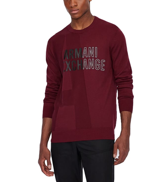 Buy Armani Exchange Red Logo Regular Fit Pullover for Men Online @ Tata  CLiQ Luxury