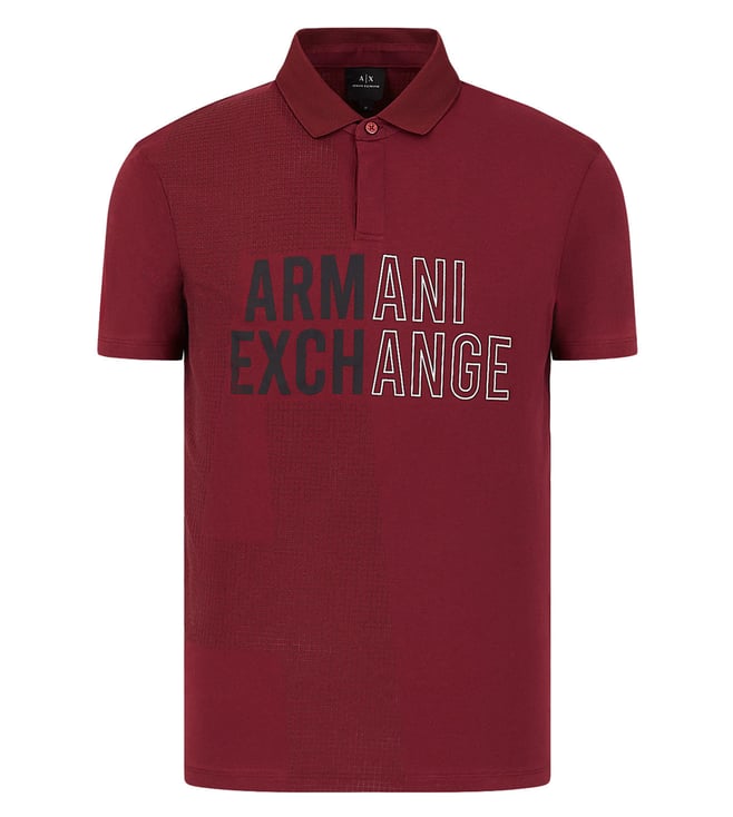 Buy Armani Exchange Maroon Logo Regular Fit Polo T-Shirt for Men Online @  Tata CLiQ Luxury