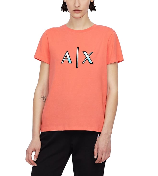 Buy Armani Exchange Orange Regular Fit T-Shirt for Women Online @ Tata CLiQ  Luxury