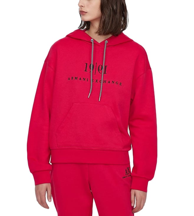 Buy Armani Exchange Wine Logo Regular Fit Hoodie for Women Online @ Tata  CLiQ Luxury