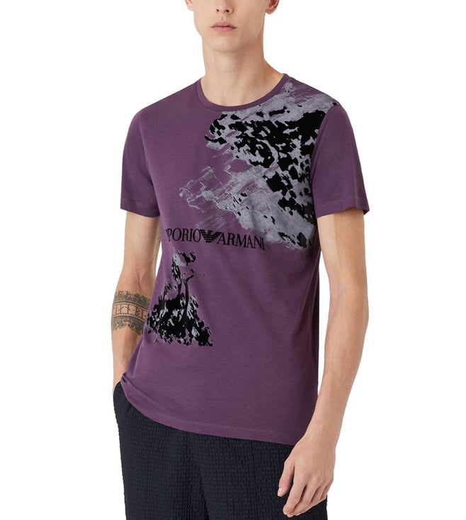 Buy Emporio Armani Purple Graphic Regular Fit T-Shirt Online @ Tata CLiQ  Luxury