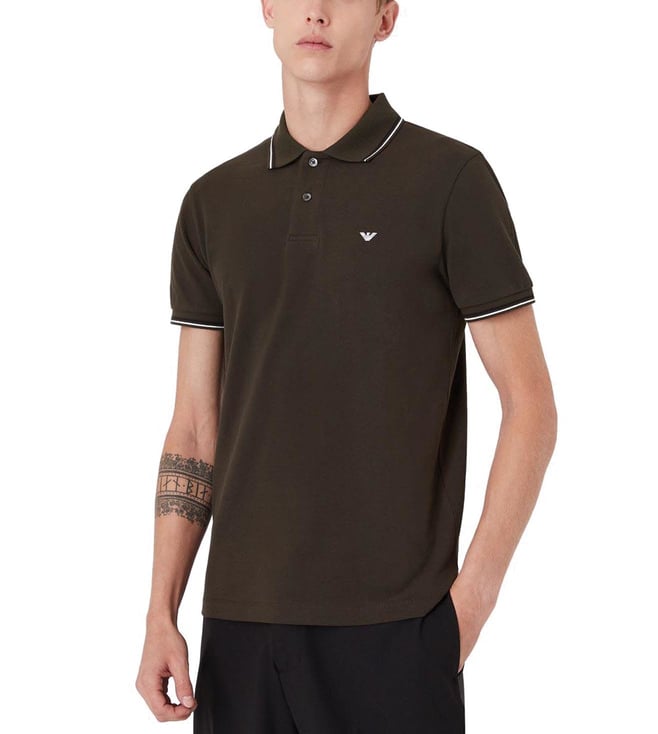 Buy Emporio Armani Brown Regular Fit Polo T-Shirt Online @ Tata CLiQ Luxury