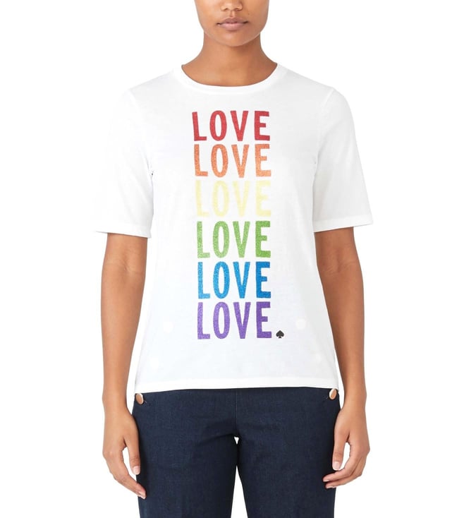 Buy Kate Spade Fresh White Regular Fit Rnbow Love Tee for Women Online @  Tata CLiQ Luxury