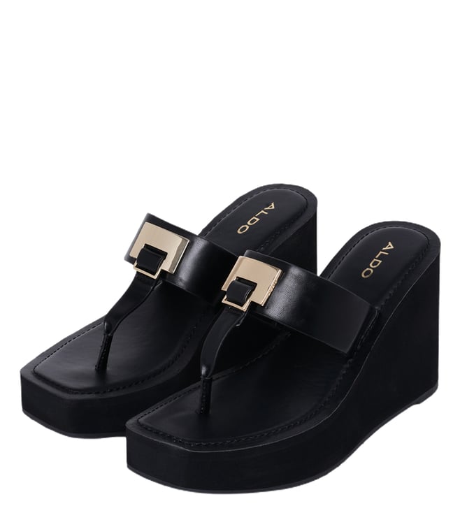 aldo black wedges