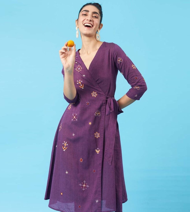 Buy Okhai Festive Bedazzle Kutch Embroidered Wrap Dress Original Women  Clothing only at Tata CLiQ Luxury