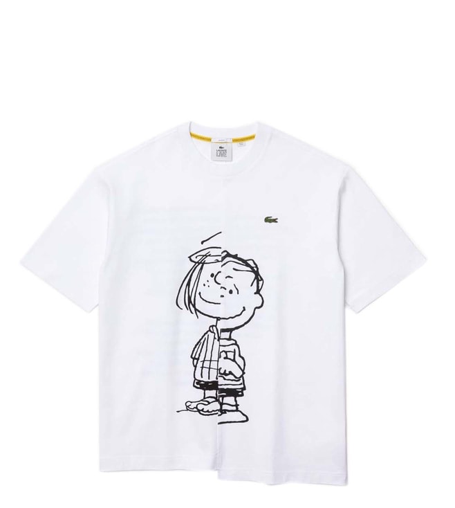 Buy Lacoste White Printed Loose Fit T-Shirt @ Tata CLiQ Luxury