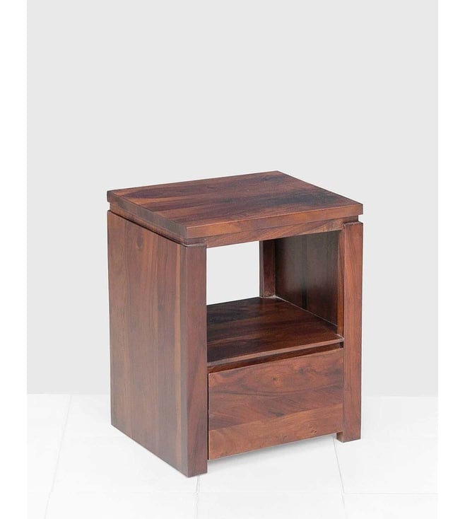 Buy Fabindia Brown Sheesham Bedside Table with Drawer Set of 1 at