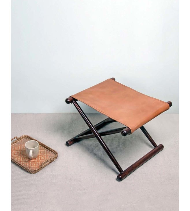 Buy Fabindia Brown Sheesham Folded Side Table Set of 1 at Best Price