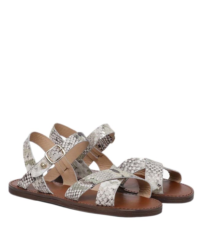 Buy Dune London LAVELL Natural Cross Strap Sandals Animal Attack