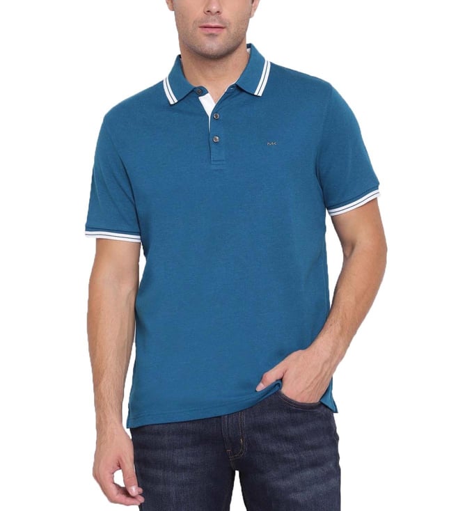 Buy MICHAEL Michael Kors Blue & Heather Long Sleeve Polo T-Shirt for Men  Online @ Tata CLiQ Luxury