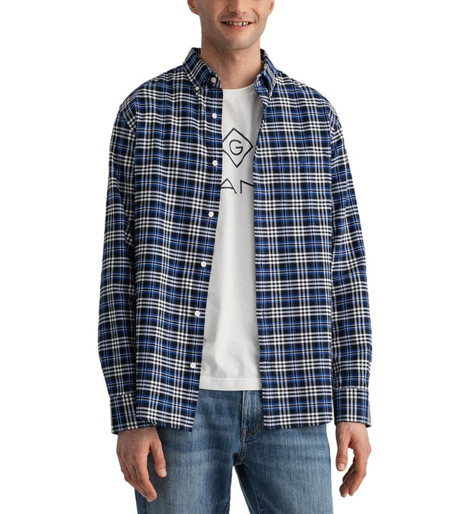 Buy Gant College Blue Plaid Regular Fit 