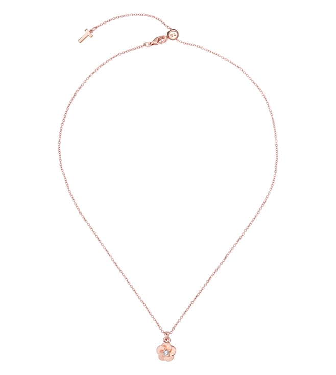 Buy Ted Baker Rose Gold Tone Polished Flower Pendant With Chain for ...