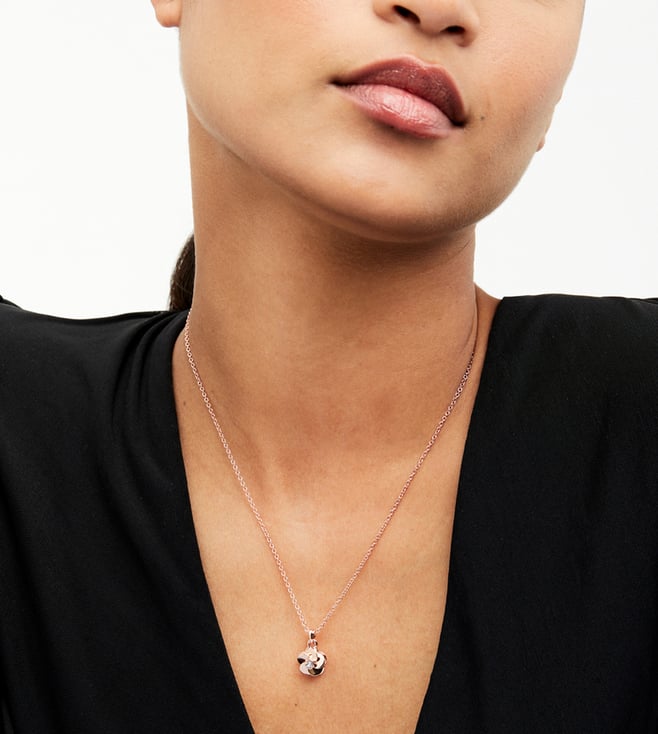 Buy Ted Baker Rose Gold Tone Polished Flower Pendant With Chain for