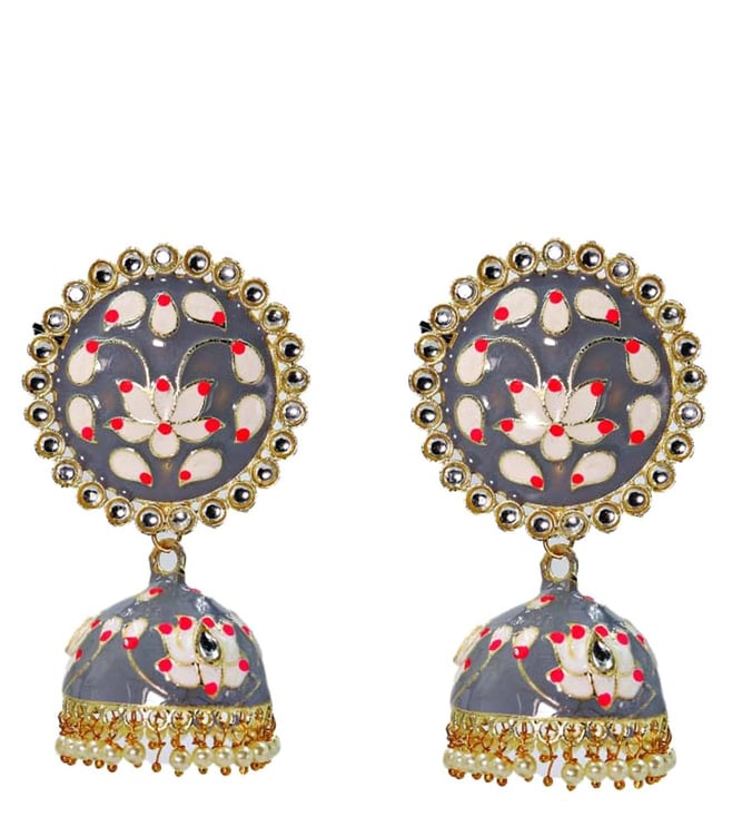 Subhag Alankar Grey Attractive Party Earrings Moti Tops Artificial All