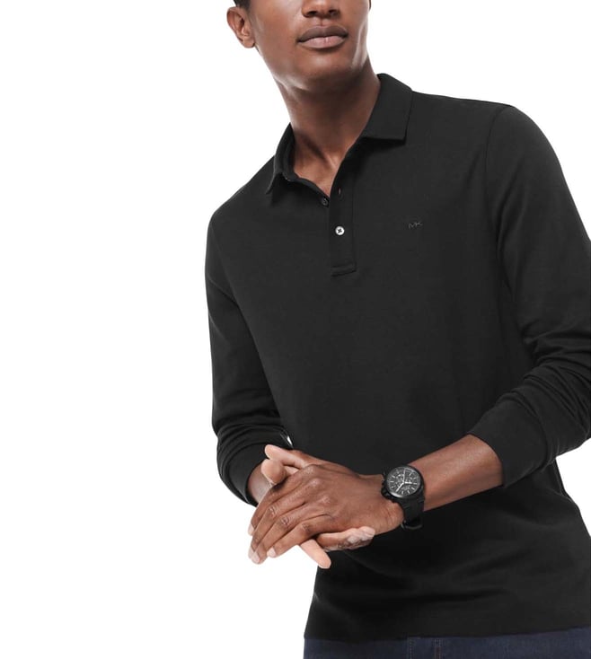 Buy MICHAEL Michael Kors Black Cotton Long Sleeve Polo T-Shirt for Men  Online @ Tata CLiQ Luxury