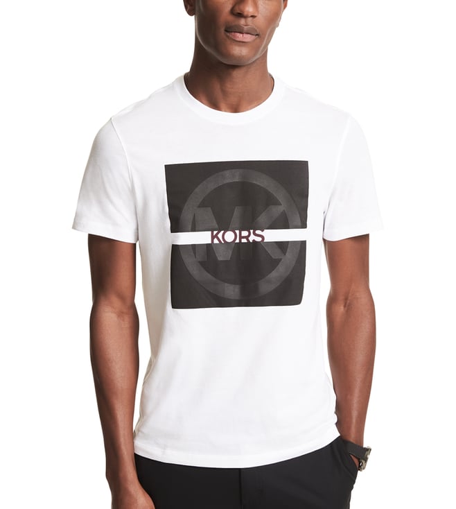 Buy MICHAEL Michael Kors White Logo Regular Fit T-shirt for Men Online @  Tata CLiQ Luxury