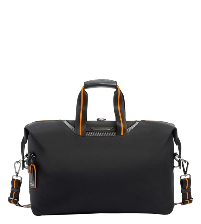 TUMI Black Leather Duffel Bag Carry Overnight Weekender and Lock  eBay