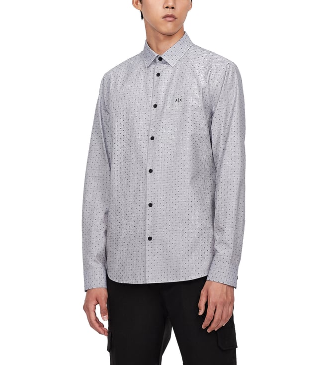 Buy Armani Exchange Grey Classic Printed Slim Fit Shirt for Men Online @  Tata CLiQ Luxury