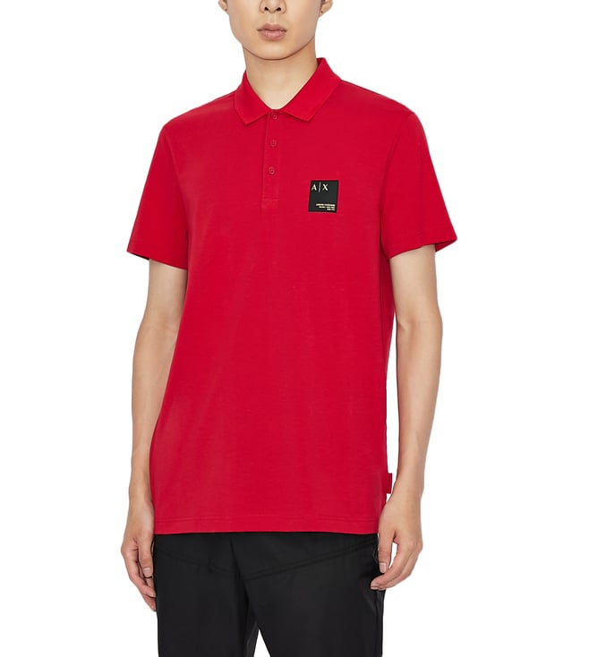 Buy Armani Exchange Red Logo Slim Fit Polo T-Shirt for Men Online @ Tata  CLiQ Luxury